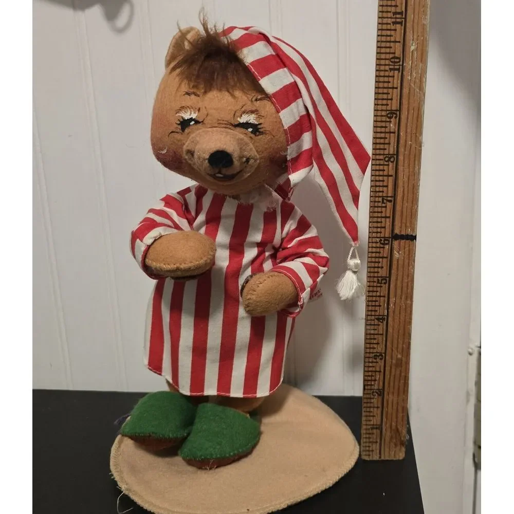 Annalee Christmas Mouse Red Striped Pajamas Stocking Cap‎ All Original Tags